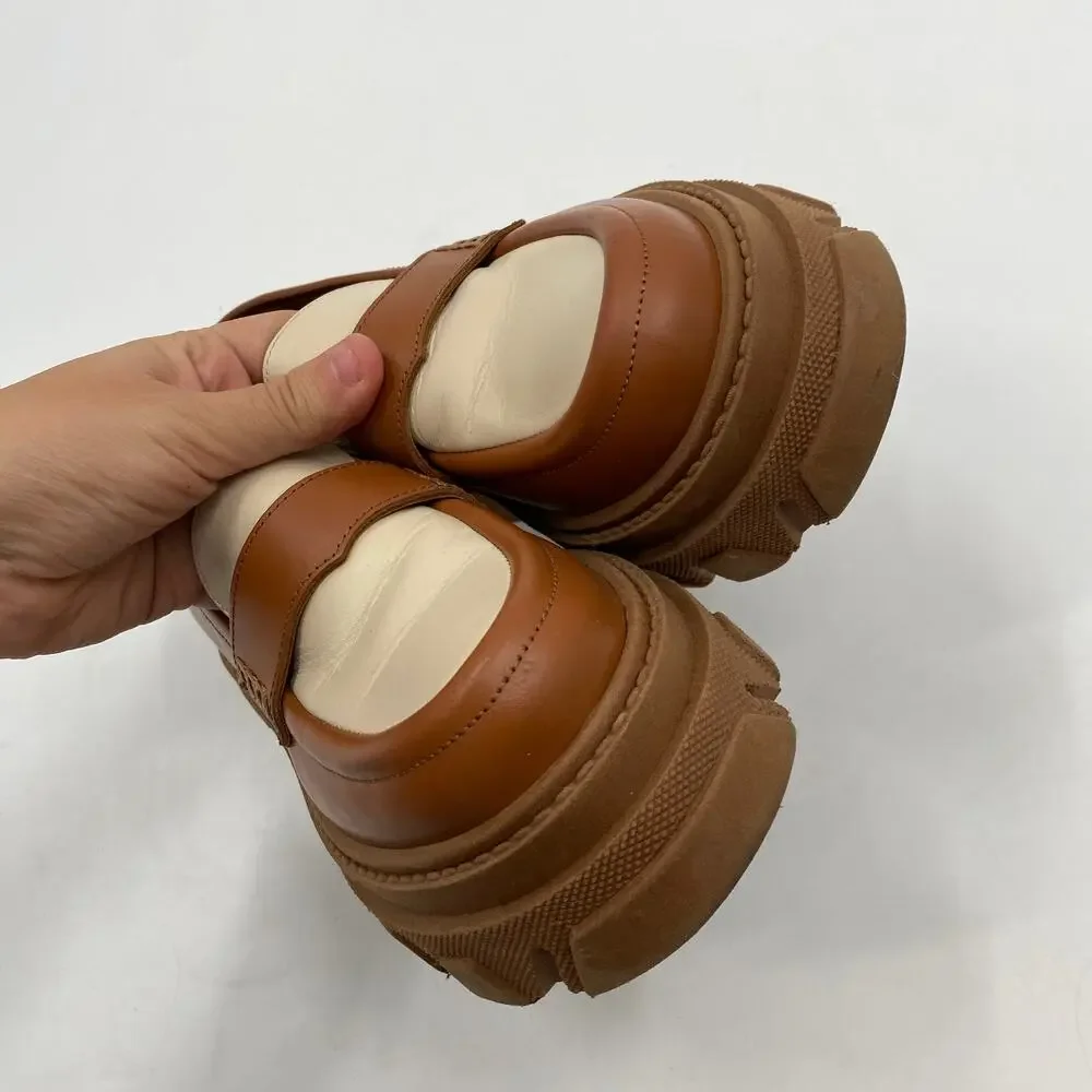 Alohas Tan & white trailblazers bicolor leather chunky loafers - Picture 8 of 11